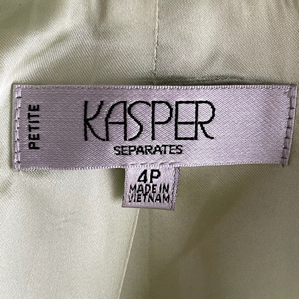 Kasper Women's Green Tweed Textured Co-ord Blazer Skirt Suit Set Size 4P Petite - Picture 5 of 10